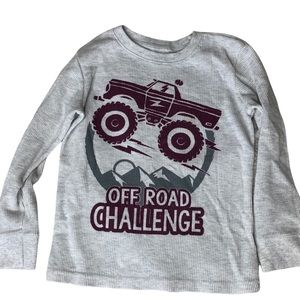 Kids boys size 5T monster truck gray thermal longsleeve shirt